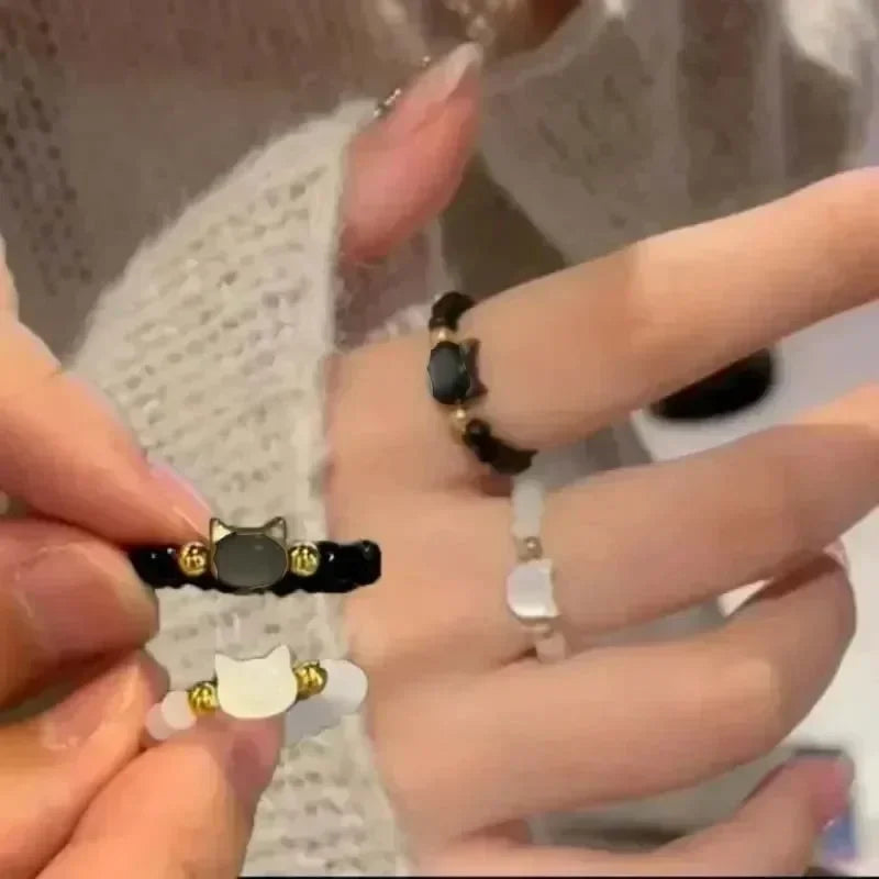 Anillos románticos con cuentas de piedra lunar: joyas minimalistas y elegantes para parejas