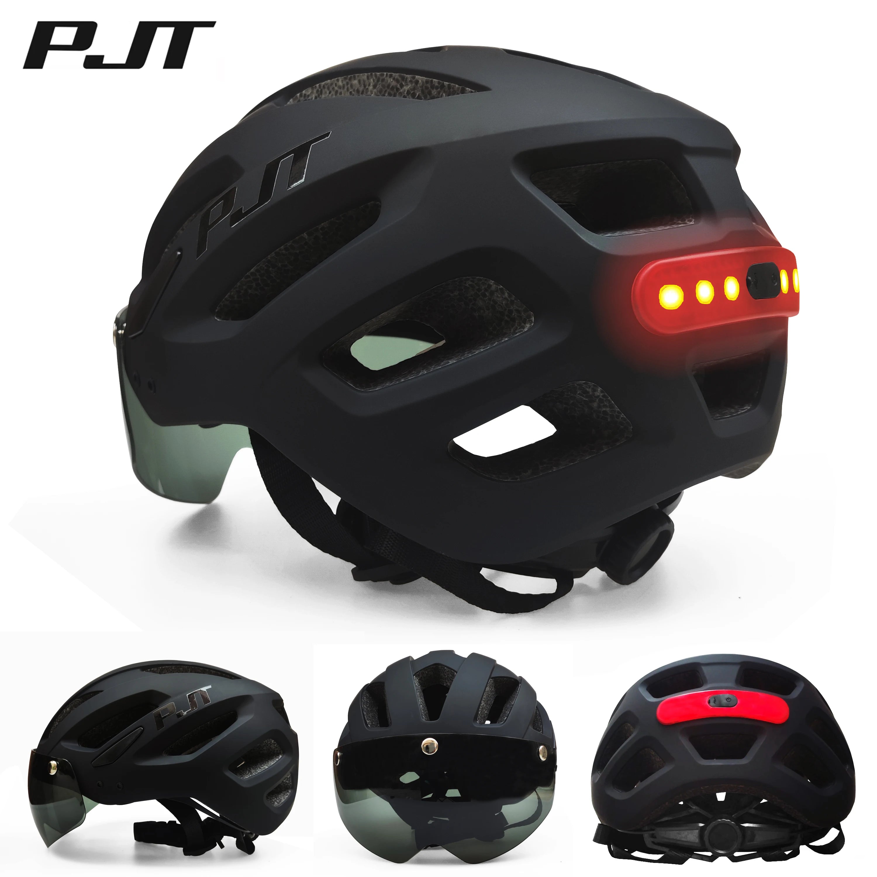 USB Rechargeable Bike Helmet with LED Light & Sun Visor - Lightweight Cycling Helmet for Men