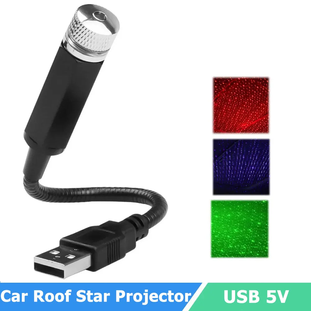 USB Car Roof Star Projector – LED Galaxy Night Light for Car & Room Decoration