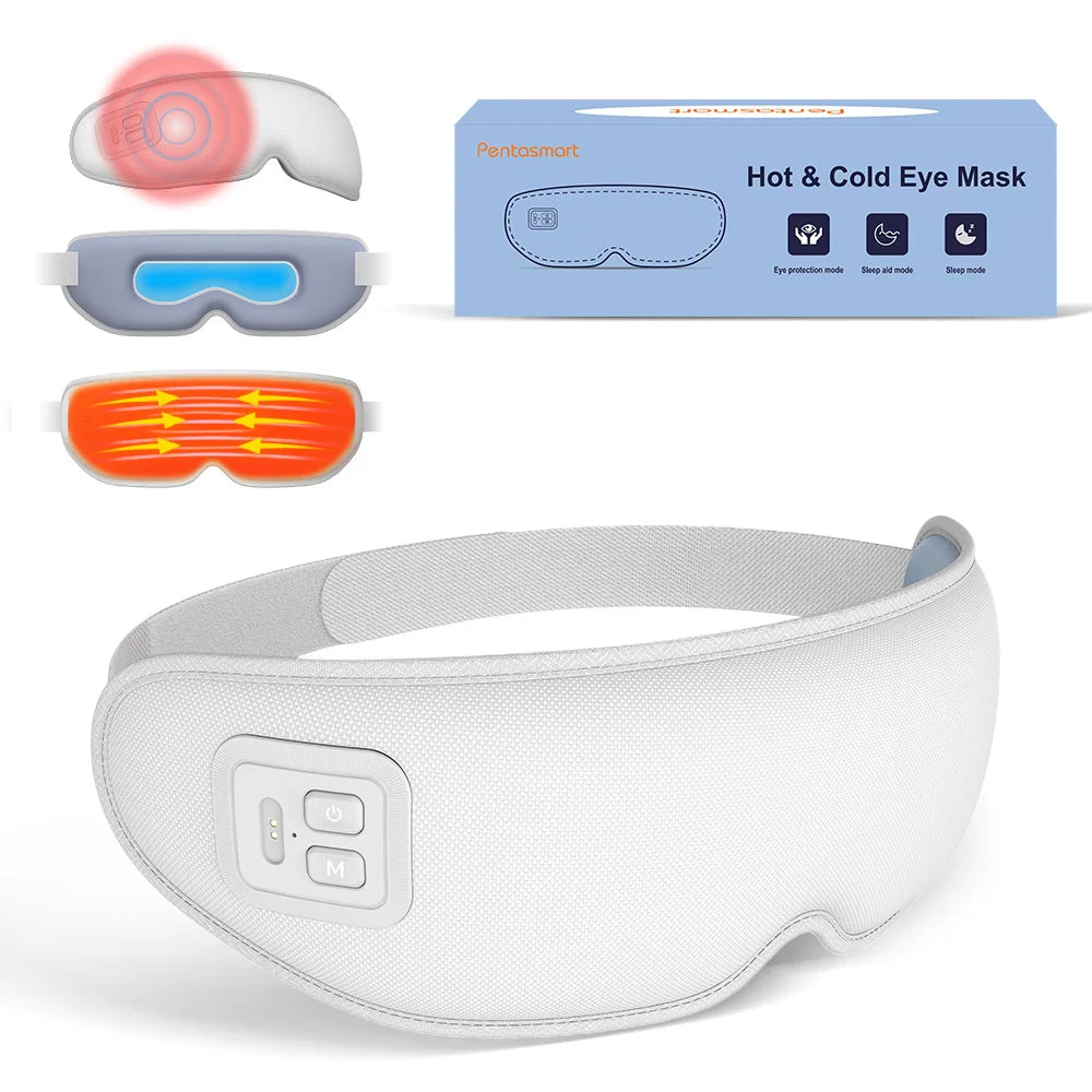 3D Cold & Hot Eye Massager Mask – Heated & Cooling Therapy for Fatigue Relief & Better Sleep