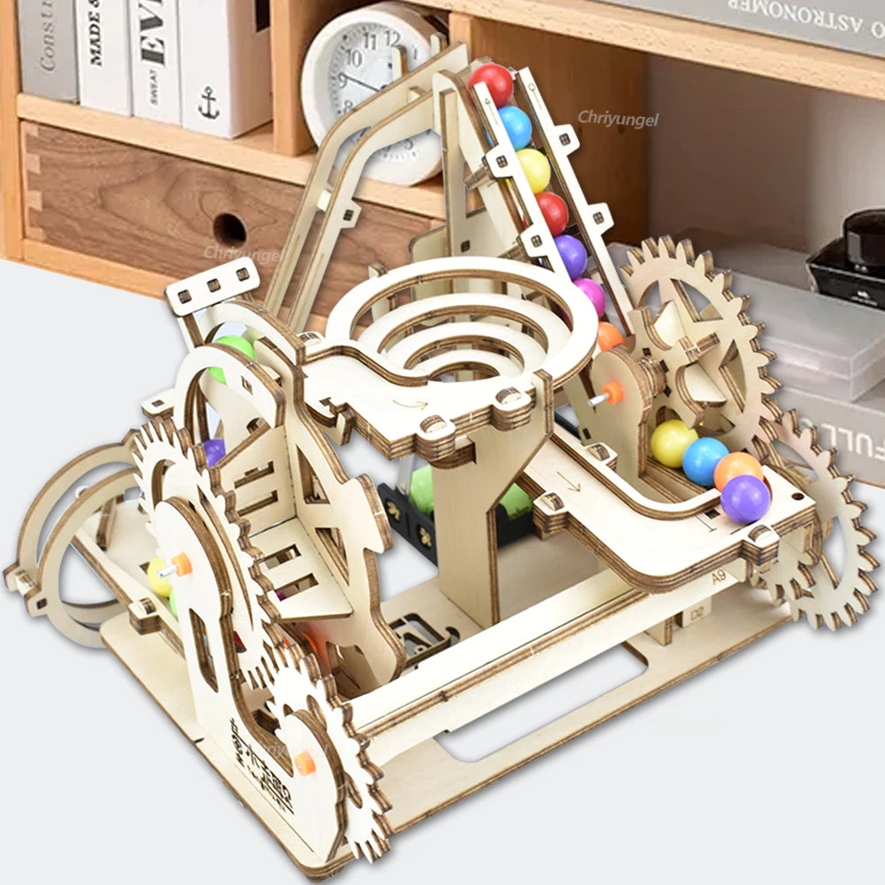 3D Wooden Marble Run Puzzle Kit – DIY Roller Coaster Model for STEAM Fun