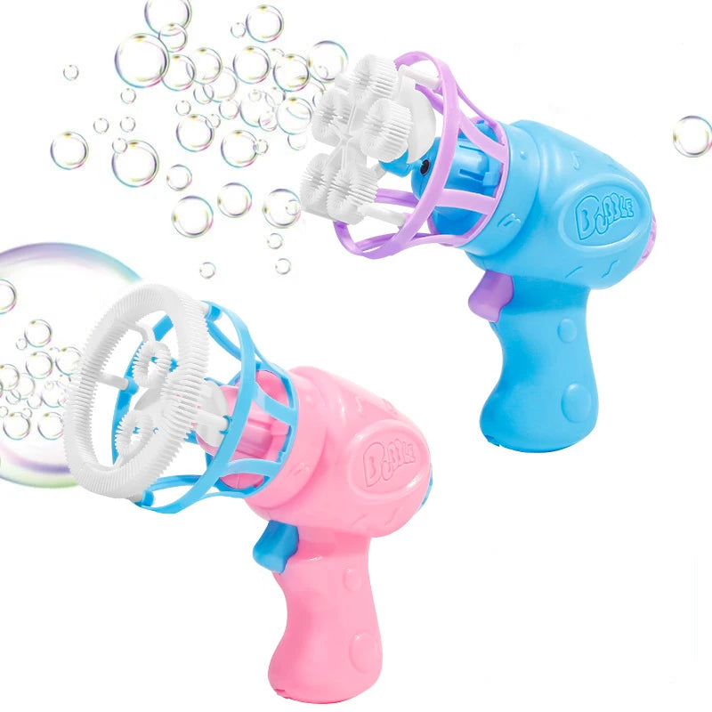 Electric Bubble Gun for Kids – Automatic Bubble Blower with Fan & LED Lights