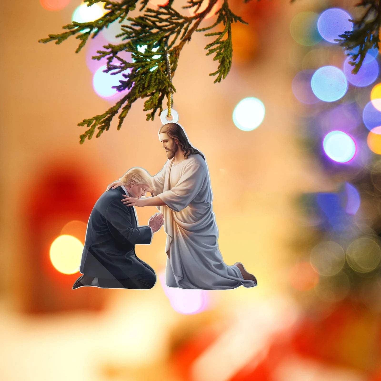 Trump Christmas Ornament - Funny 2D Acrylic Hanging Decor for Tree & Car