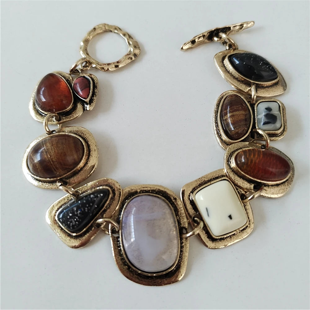 Bohemian Vintage Resin Stone Charm Bracelet
