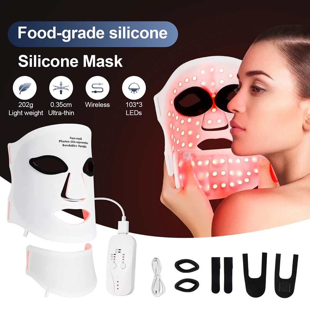 7-Color LED Face & Neck Mask for Skin Rejuvenation and Anti-Aging