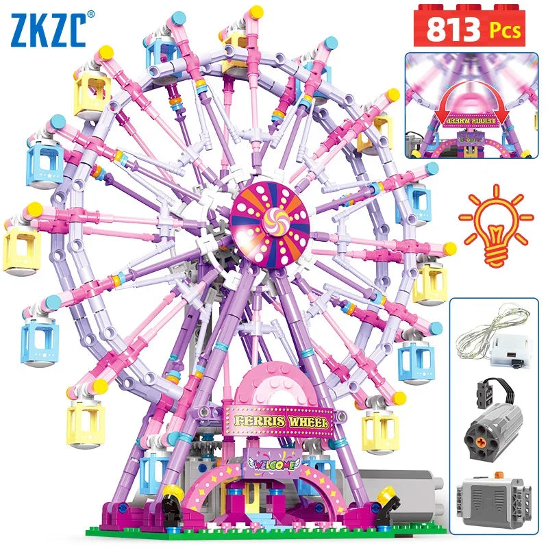 Colorful Ferris Wheel Building Blocks – Educational DIY Construction Toy for Kids and Adults