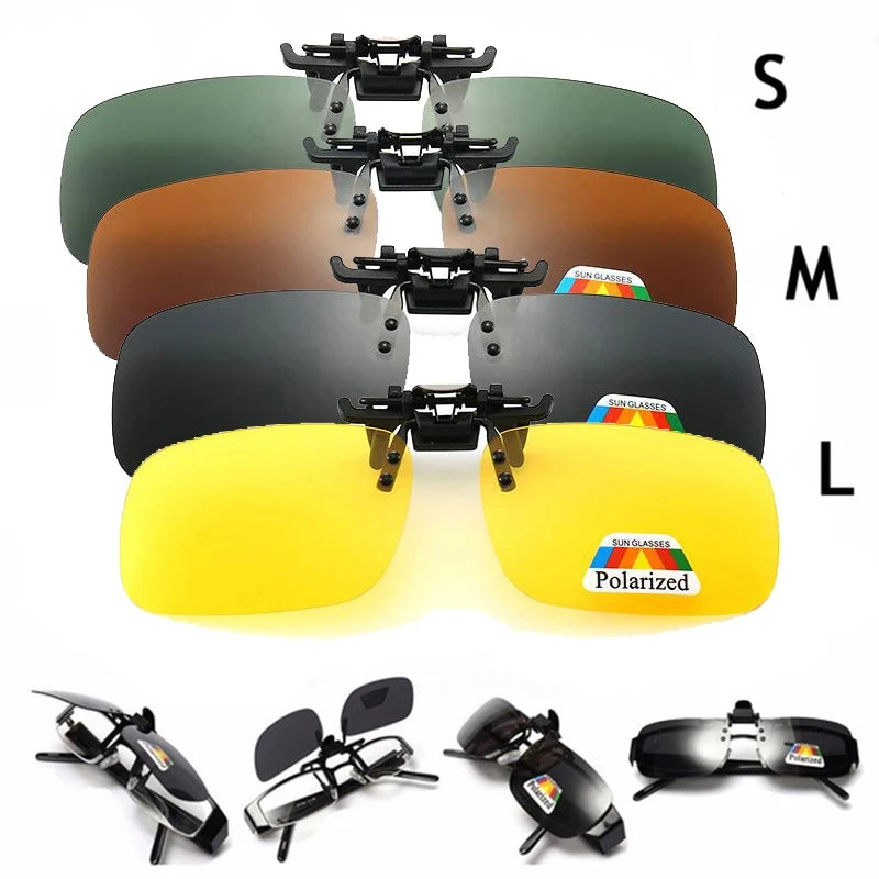 4-Color Polarized Clip-On Sunglasses – Flip-Up UV380 Lenses for Driving & Fishing