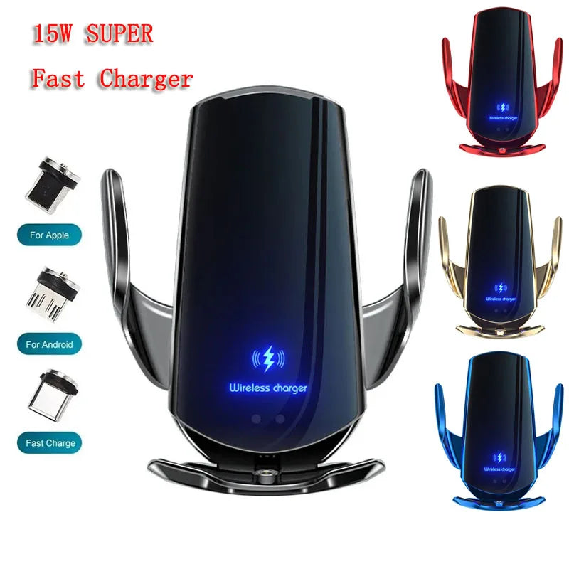 30W Magnetic Car Wireless Charger & Phone Holder - Fast Qi Charging, Auto-Clamping