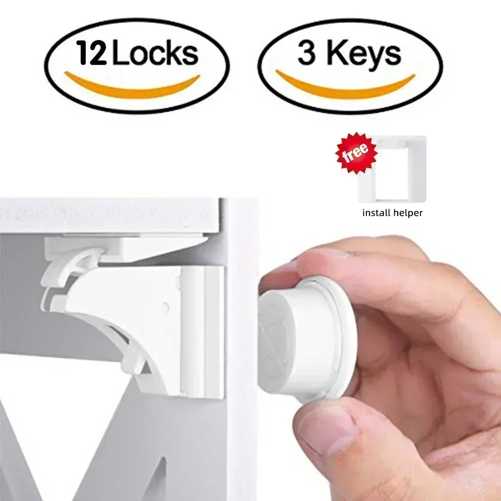 Invisible Magnetic Cabinet Locks — Childproof Safety Locks for Cabinets, Drawers, and Cupboards