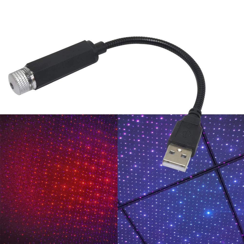 USB Car Laser Atmosphere Light – Starry Projection for Car, Home & Party Décor