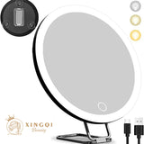 Portable LED Magnifying Mirror with 5X-30X Zoom – Adjustable Light & Foldable Design