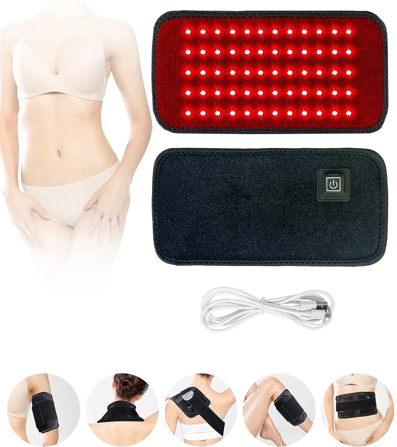 Red & Infrared Light Therapy Belt - 60 LED Slimming Pad for Pain Relief & Fat Burning