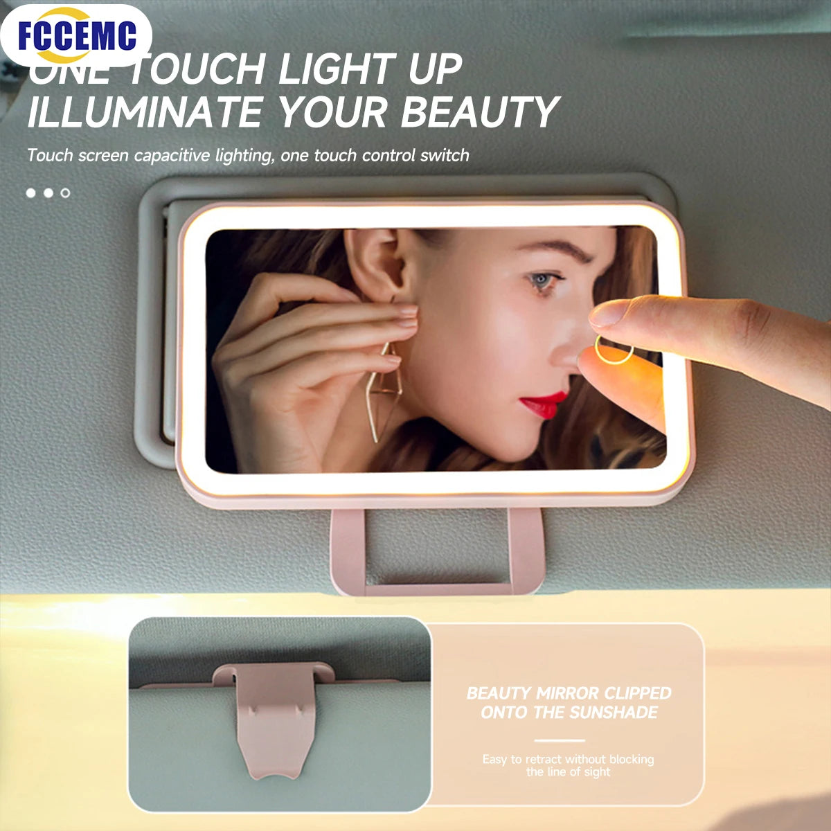 Rechargeable LED Sun Visor Vanity Mirror – Adjustable Makeup Mirror for Cars