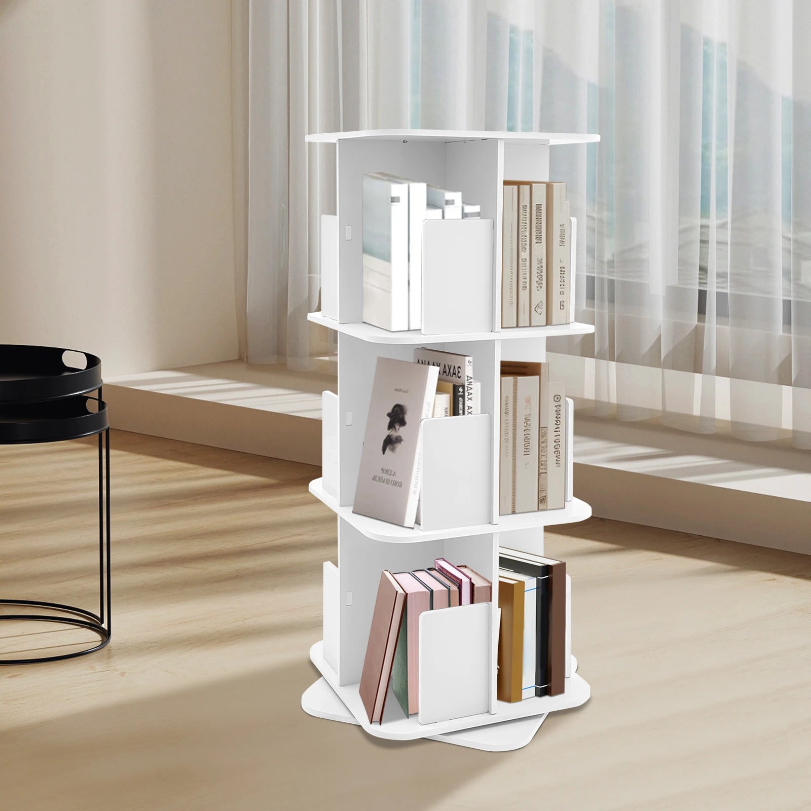 3-Tier Rotating Bookshelf – 360° Spinning Storage for Home & Office