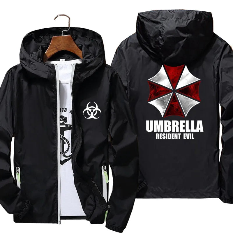 Men's Umbrella Corp Windbreaker – Reflective Pilot Jacket with Hood