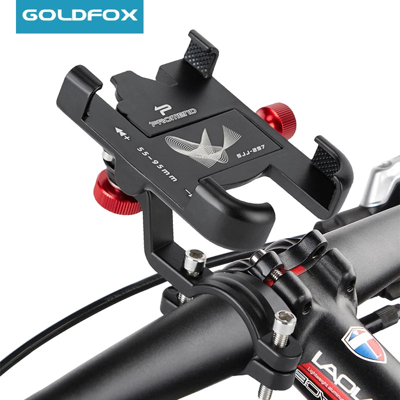 Universal Aluminum Bicycle Phone Holder – Adjustable, Anti-Shake, Easy Install for iPhone & Samsung
