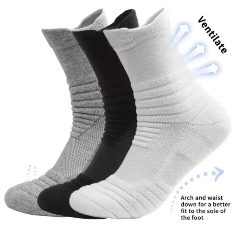 Men’s Thick Athletic Crew Socks – Breathable, Moisture-Wicking Sport Socks (3 Pairs)