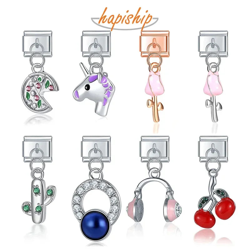 Pulsera de acero inoxidable con holograma geométrico para mujer: diseño clásico y elegante de cadena de eslabones