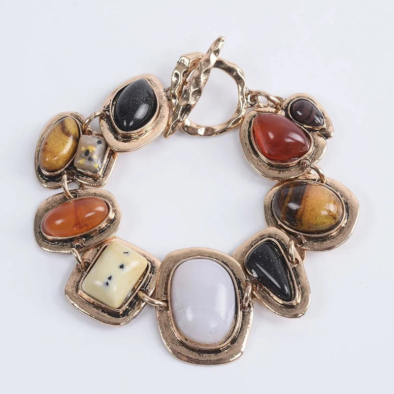 Bohemian Multicolor Stone Charm Bracelet