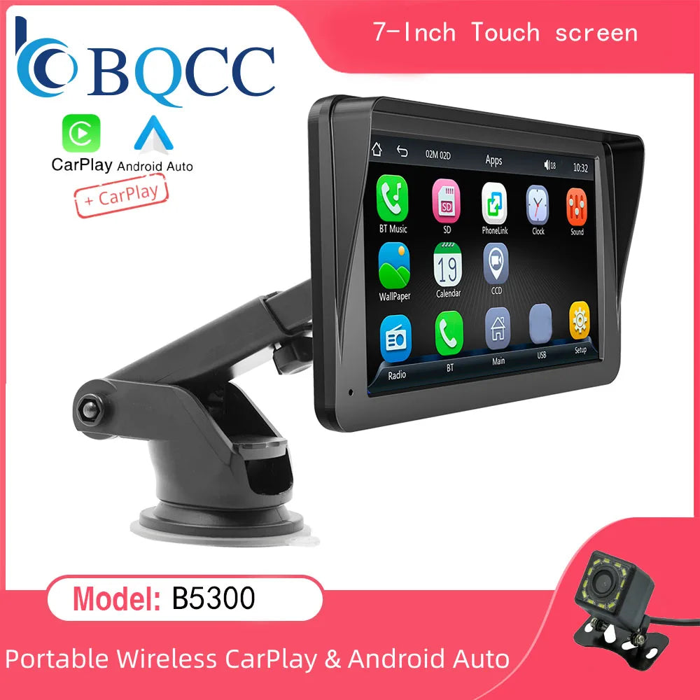 7-Inch Wireless Car Stereo with CarPlay & Android Auto | Touchscreen Multimedia Player with FM Transmitter