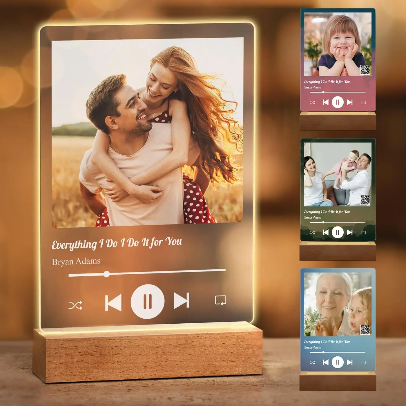 Personalized LED Music Photo Plaque with Custom Spotify Song