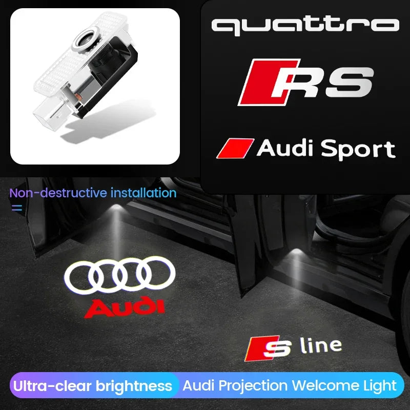 Audi Logo LED Door Projector Lights – Laser Welcome Lights for S/RS/Q Series (Pair)