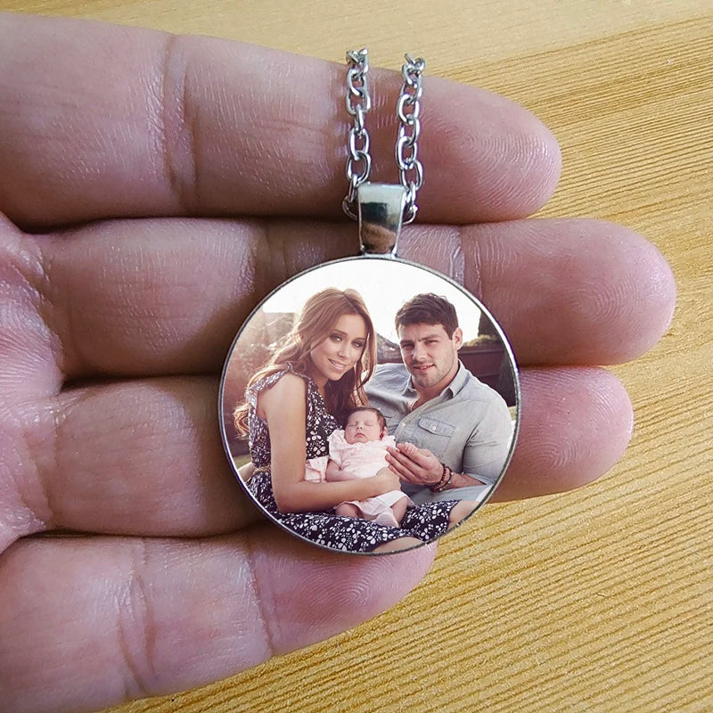 Collar con colgante de foto personalizado: recuerdo de cristal personalizado
