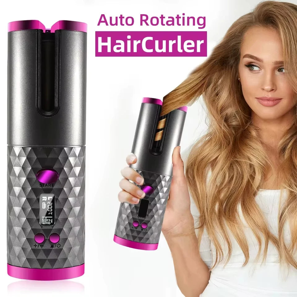 Wireless Automatic Hair Curler for Dry & Wet Hair with Adjustable Temperature