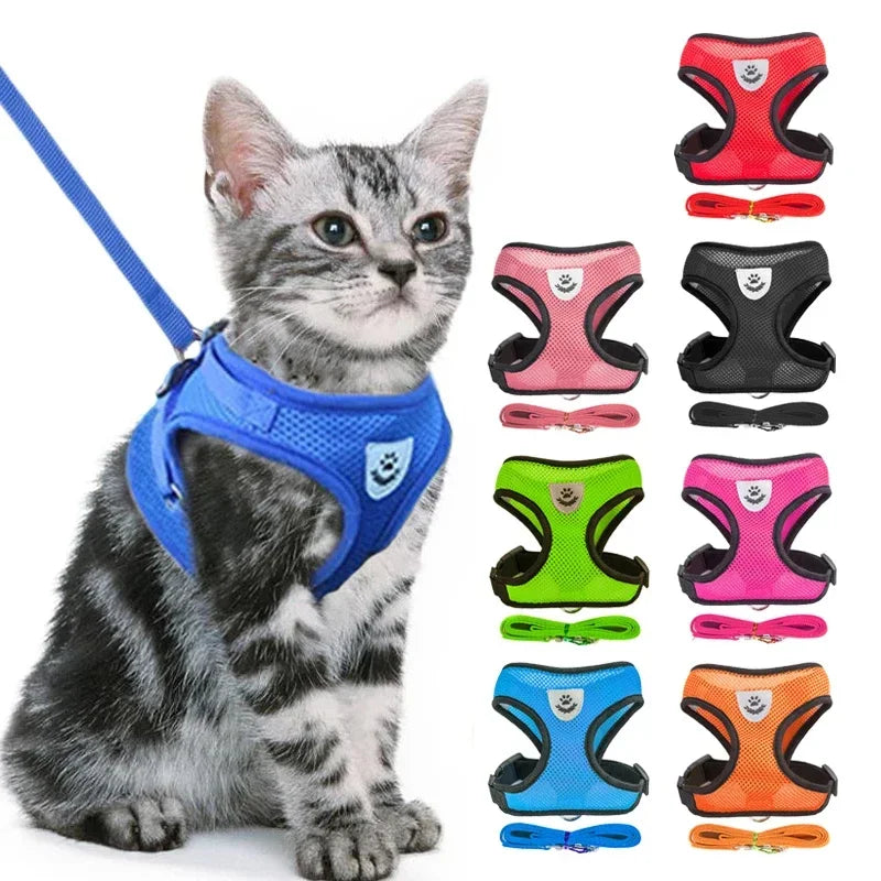 Adjustable Reflective Cat Harness with Leash – Soft, Safe & Comfortable Pet Walking Set