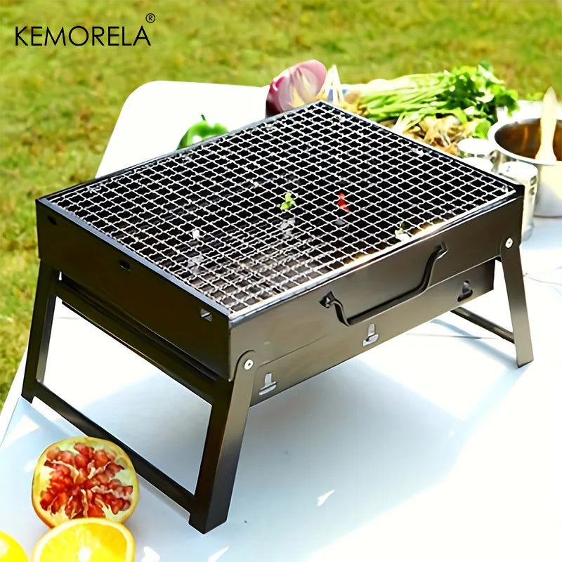 Portable Stainless Steel Charcoal Grill – Compact BBQ Kit for Camping & Outdoor Cooking