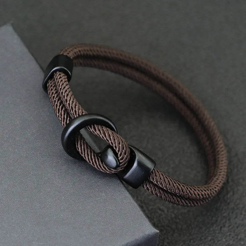 🔥 Elegante pulsera de cadena de cuerda para hombres: pulsera con dijes moderna, duradera y ajustable