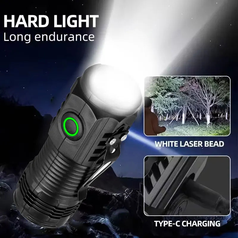 Mini Tactical LED Flashlight – USB Rechargeable, Magnetic Base, High-Power Torch for Camping, Emergency, and Everyday Use