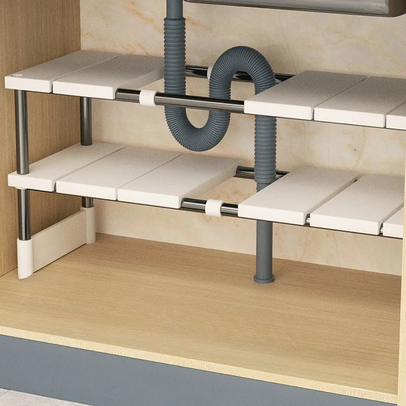 Adjustable Under-Sink Cabinet Organizer – Maximize Your Storage Space