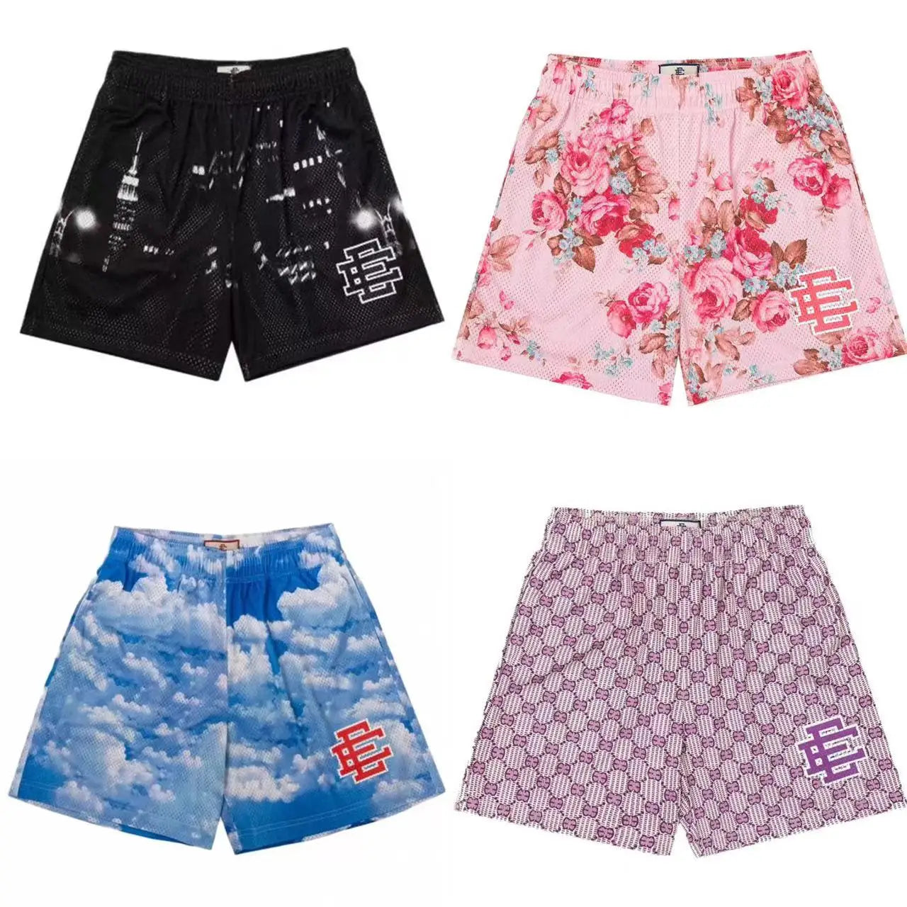 Men’s Floral Mesh Gym Shorts – Lightweight Summer Athletic Shorts for Sports, Beach & Casual Wear