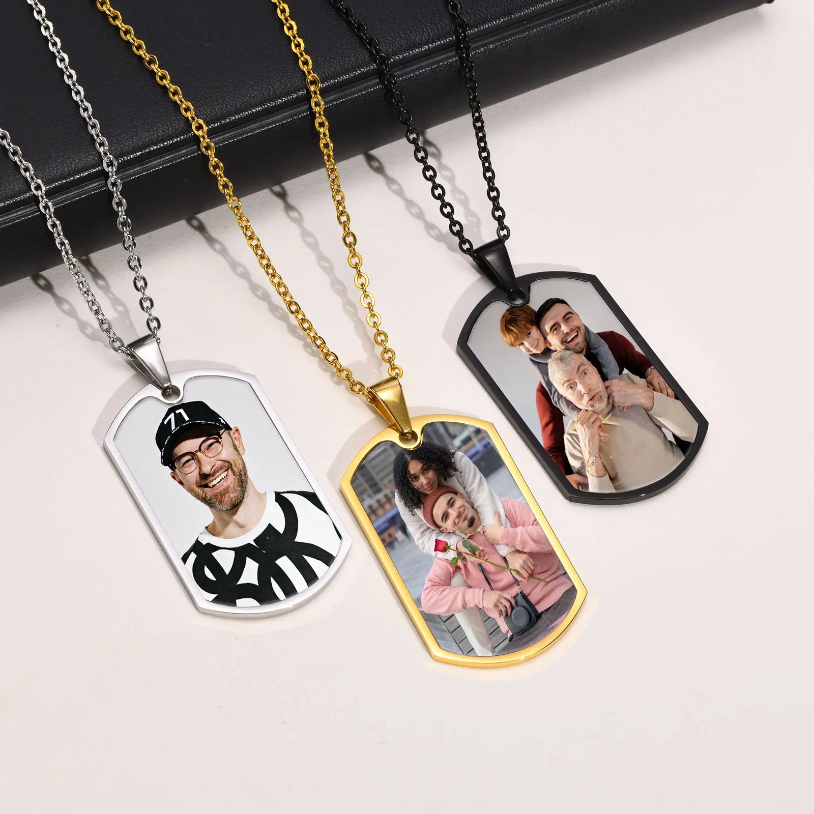 Custom Stainless Steel Photo Pendant Necklace for Men – Personalized Engraved Gift Jewelry