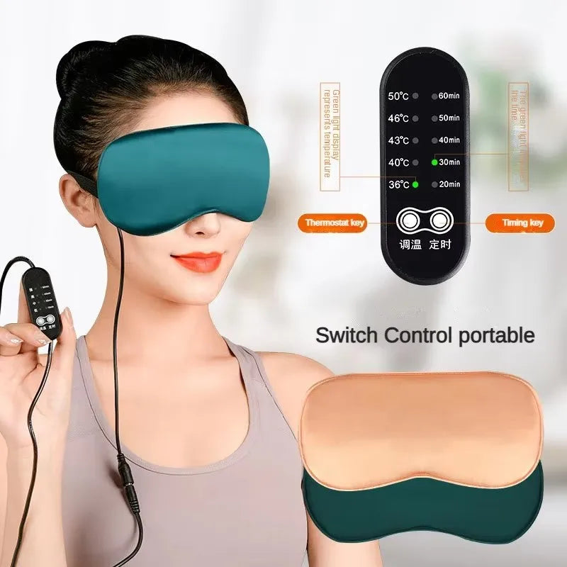 Silk Heated Eye Mask with Temperature Control – USB-Powered Sleep & Relaxation Mask