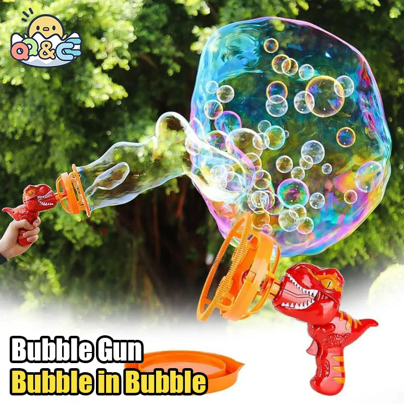 Dinosaur Bubble Gun Toy - Electric Automatic Bubble Blower for Kids Outdoor Play