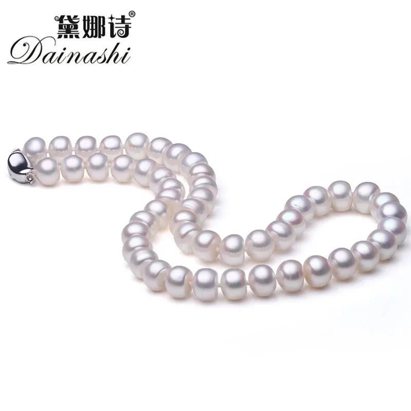 Elegant 925 Sterling Silver Freshwater Pearl Necklace – High Luster 6–11mm AAAA Round Pearls, 45cm for Women