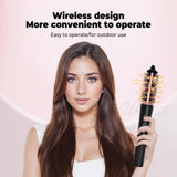Wireless Hair Styler - 3-in-1 Straightening, Curling & Volumizing Brush with Ionic Technology
