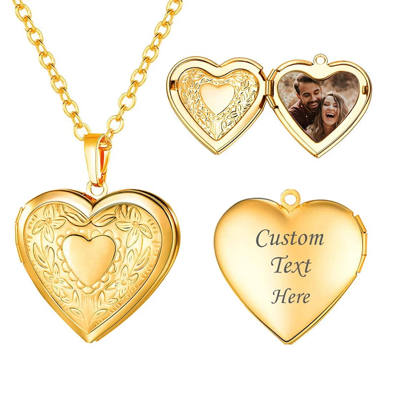 Collar con medallón de corazón personalizado: colgante con foto personalizado para mujer