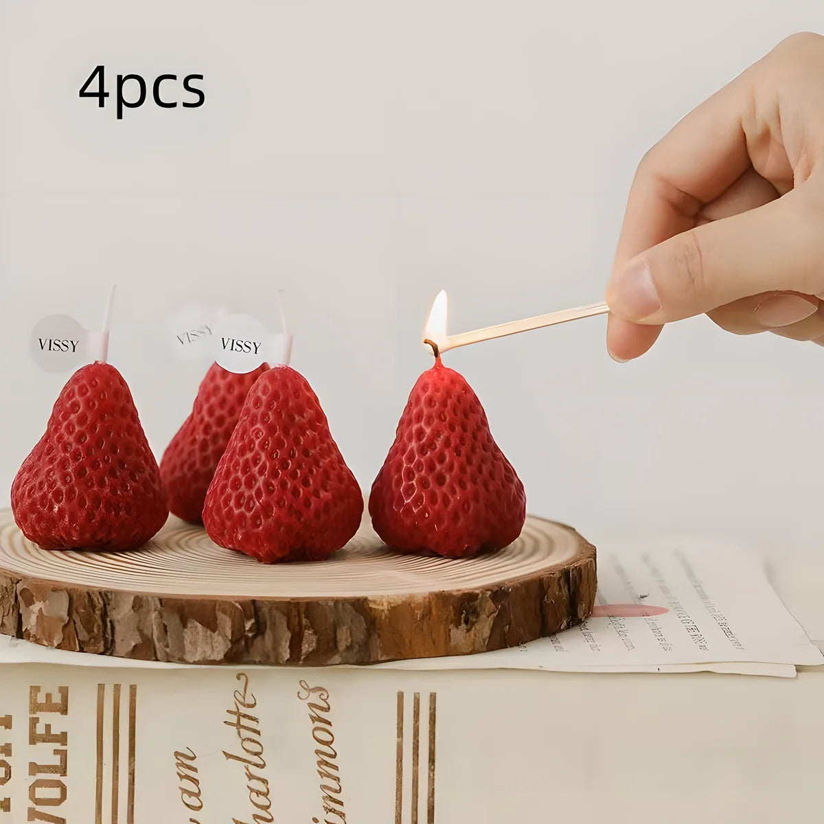Strawberry-Shaped Mini Scented Candles – Realistic Fruit Aroma for Home & Decor