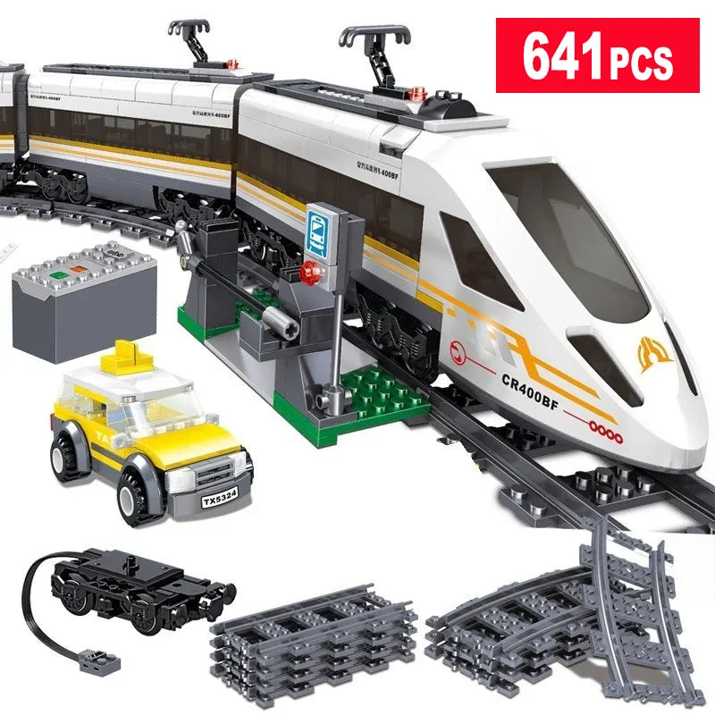 City Power High-Speed Railway Train Building Blocks – Fuxing Hexie Electric Locomotive for Kids, Compatible with Lego