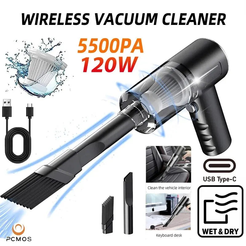 Wireless Handheld Vacuum Cleaner – 5.5KPa Suction, Rechargeable & Washable HEPA Filter