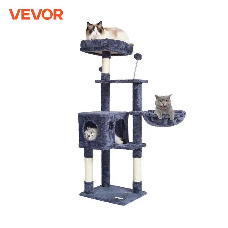 Indoor Cat Tree – Multi-Level Tower with Condo, Sisal Scratching Posts, Hammock & Perch