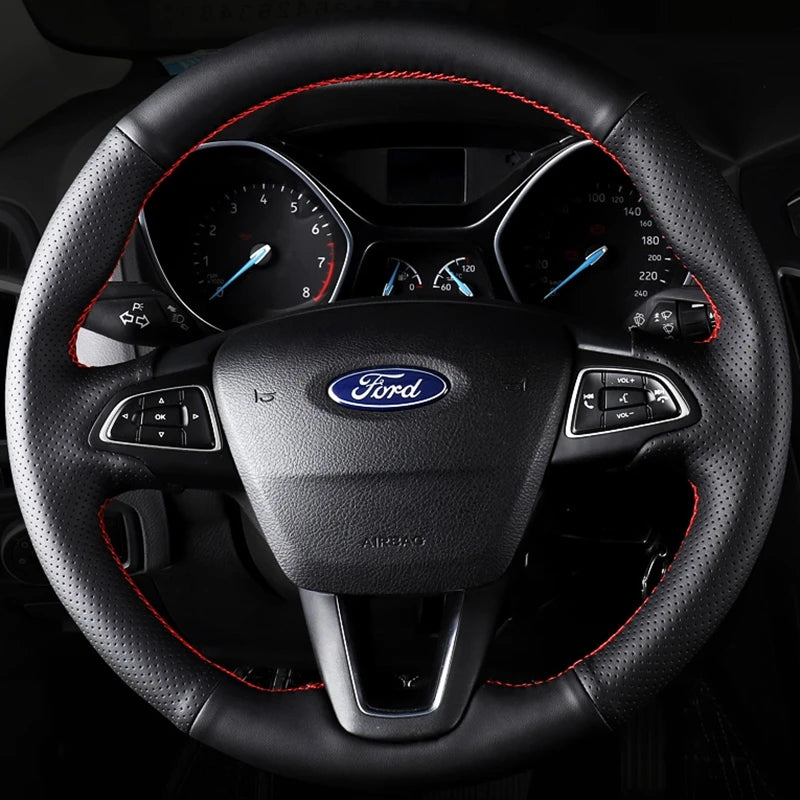 Custom Fit Car Steering Wheel Cover - Stylish, Sweat-Absorbing Protection for Ford Focus, Kuga, and More