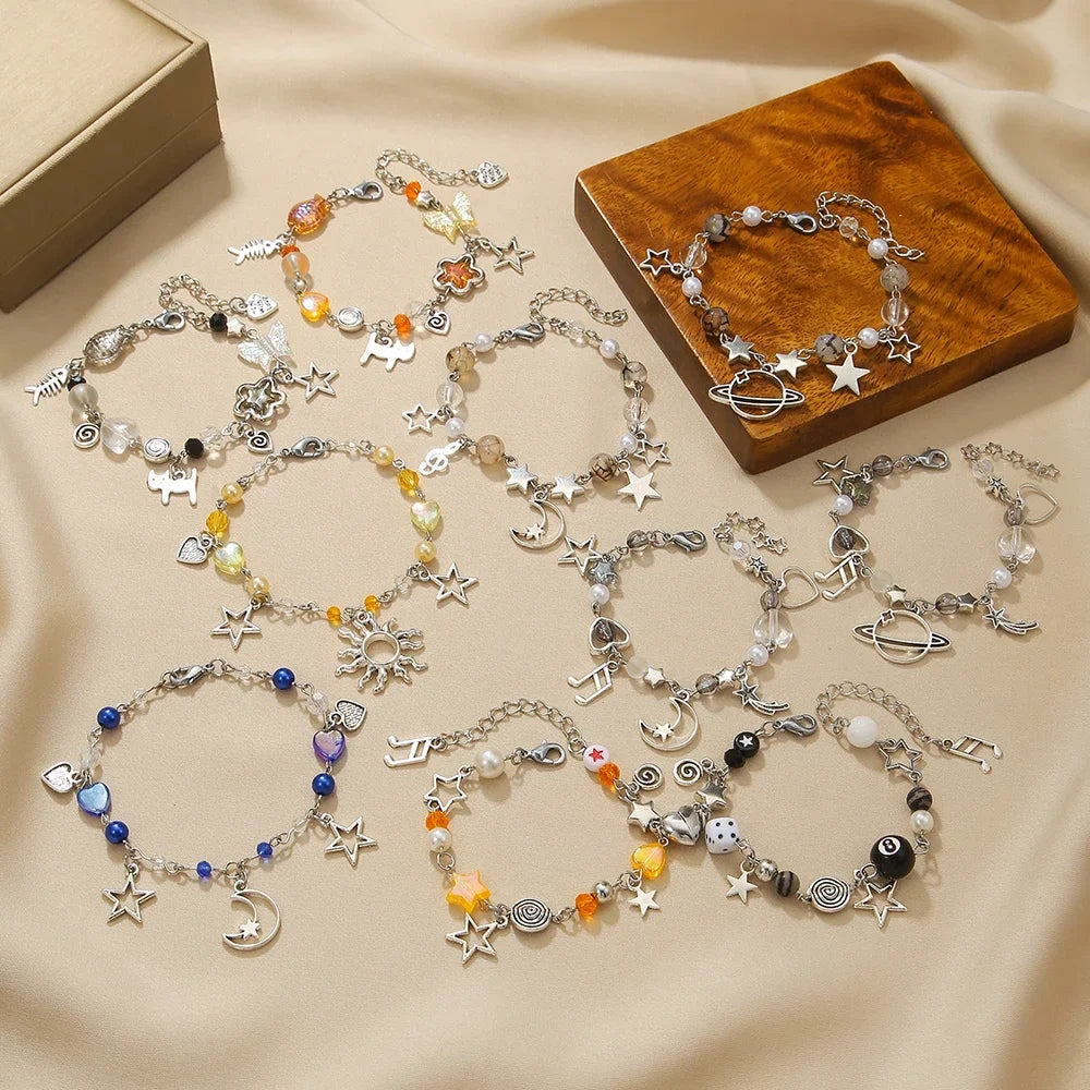 Pulsera con dije de estrella punk para amantes: aleación de zinc con cierre de langosta