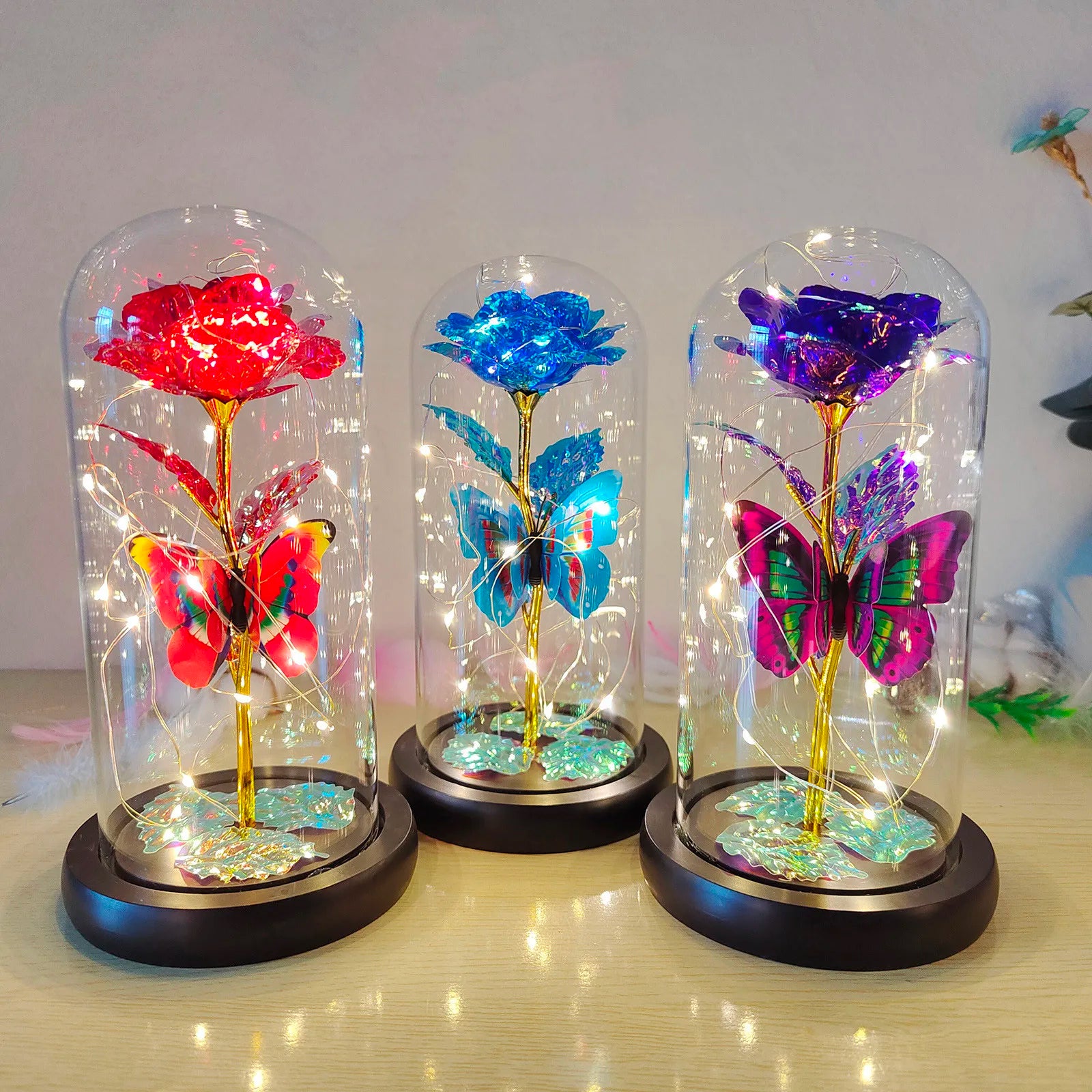 LED Galaxy Rose in Glass Dome - Eternal Flower Gift for Valentine's Day & Weddings