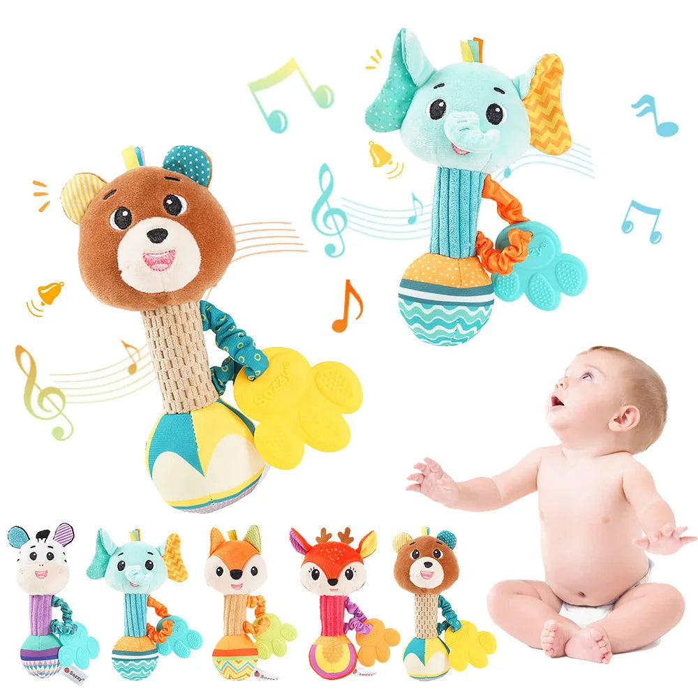 Soft Plush Animal Baby Rattle Toy for Newborns and Infants