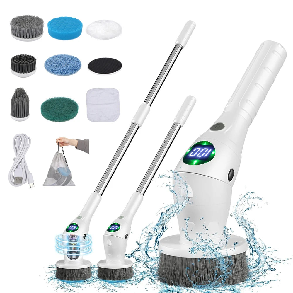 8-in-1 Electric Rotating Cleaning Brush – Powerful Wireless Scrubber for Home Cleaning