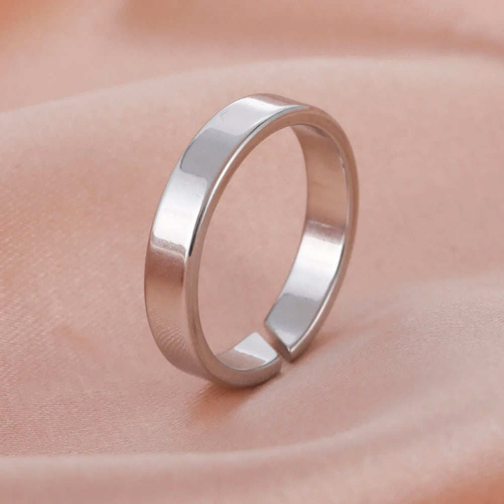 Anillos de pareja minimalistas de Kpop: alianzas de boda unisex de acero inoxidable